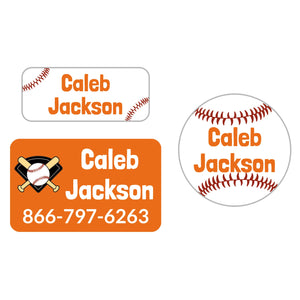 clothing name labels pack for kids baseball orange