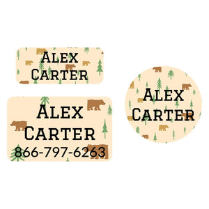 clothing name label bundle for kids in bear cream