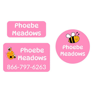 clothing labels pack bee pink