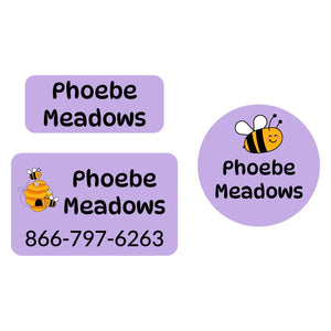 clothing labels pack bee purple