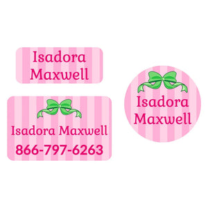 clothing labels pack bow green pink