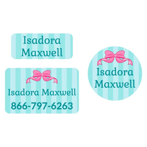 clothing labels pack bow pink blue