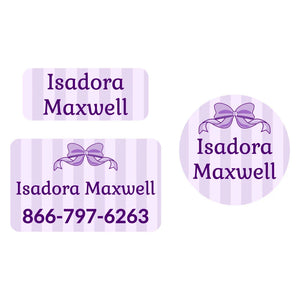 clothing labels pack bow purple