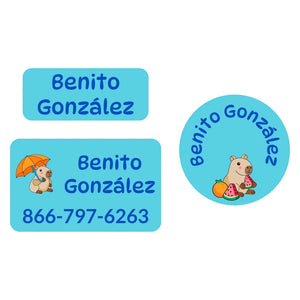 clothing labels pack capybara blue