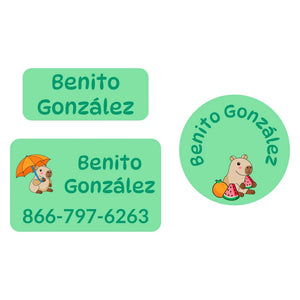 clothing labels pack capybara green