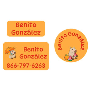 clothing labels pack capybara orange