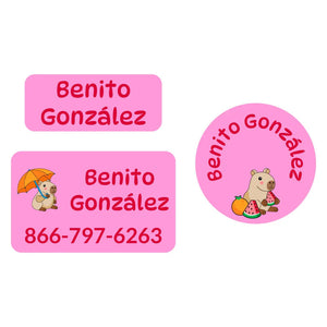 clothing labels pack capybara pink