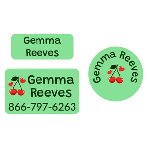 clothing labels pack cherries solid green