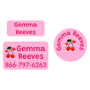 clothing labels pack cherries solid pink