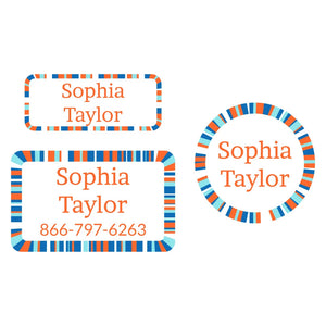 kids laundry-safe clothing labels pack in confetti organe splash