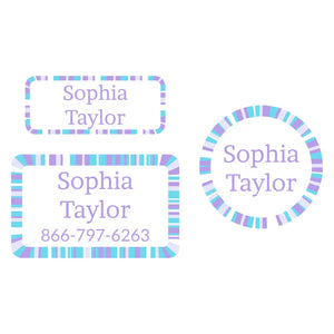 kids laundry-safe clothing labels pack in confetti salt water taffy