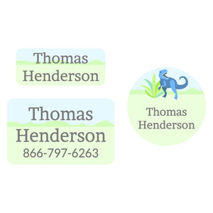 clothing labels pack dinosaurs green