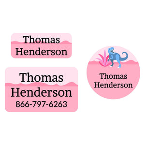 clothing labels pack dinosaurs pink