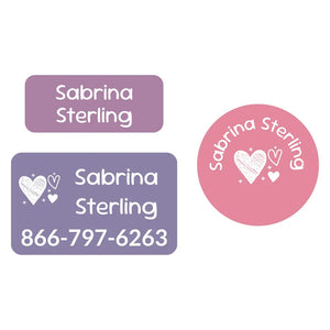 clothing labels pack doodle hearts berry bash