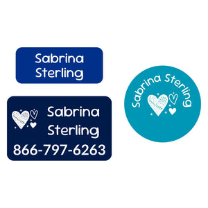 clothing labels pack doodle hearts night sky