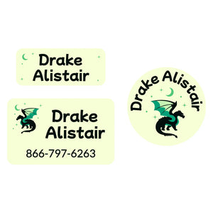 clothing labels pack dragon green