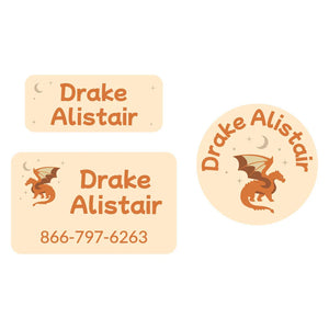 clothing labels pack dragon orange