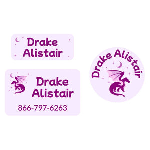 clothing labels pack dragon purple