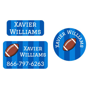 clothing name labels combo bundle for kids in football blue