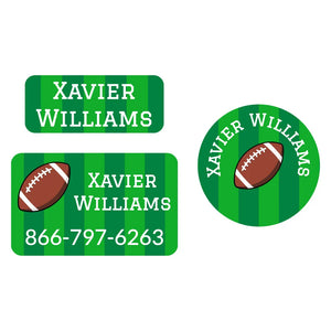 clothing name labels combo bundle for kids in football green