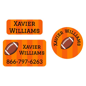 clothing name labels combo bundle for kids in football orange