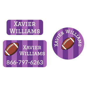 clothing name labels combo bundle for kids in football purple
