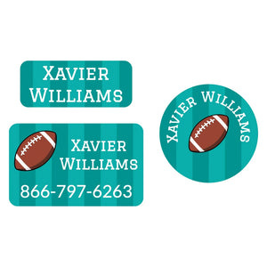 clothing name labels combo bundle for kids in football turquoise