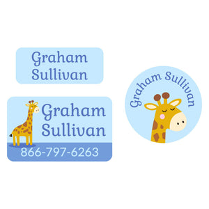 clothing labels pack giraffe blue
