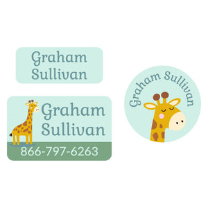 clothing labels pack giraffe green