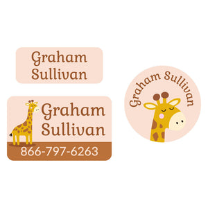 clothing labels pack giraffe eucalyptus tan