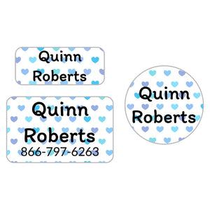 clothing name labels bundle hearts blue