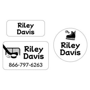 clothing labels pack hockey black white