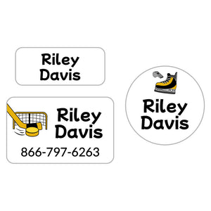 clothing labels pack hockey gold
