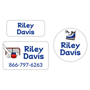 clothing labels pack hockey red blue