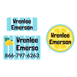 laundry-safe clothing labels pack lemons blue