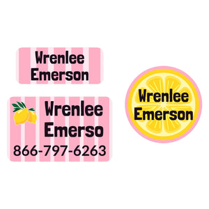 laundry-safe clothing labels pack lemons pink