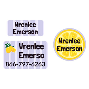 laundry-safe clothing labels pack lemons purple