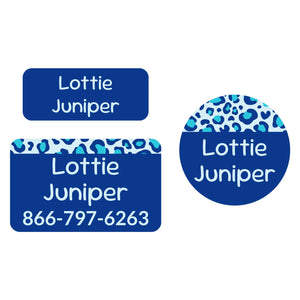 clothing labels pack leopard print blue