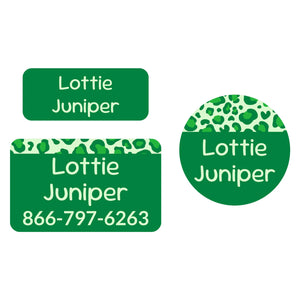 clothing labels pack leopard print green