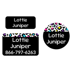 clothing labels pack leopard print rainbow