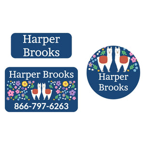 clothing labels pack for kids llama dark blue