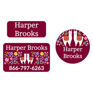 clothing labels pack for kids llama dark magenta