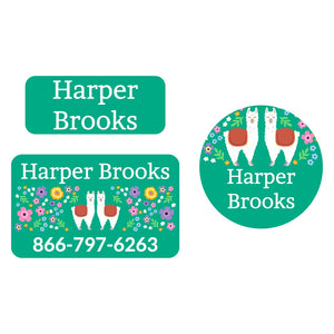 clothing labels pack for kids llama green