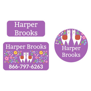 clothing labels pack for kids llama purple