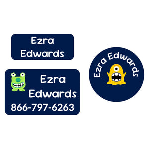 clothing labels pack monsters dark blue