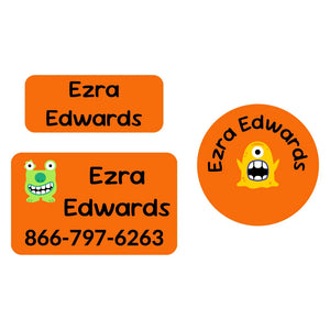 clothing labels pack monsters orange