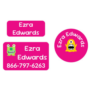 clothing labels pack monsters pink