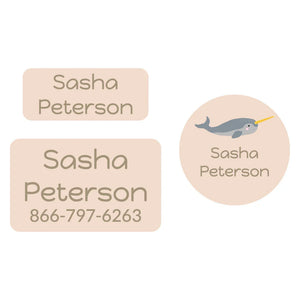 kids' clothing labels combo pack in narwhal cream