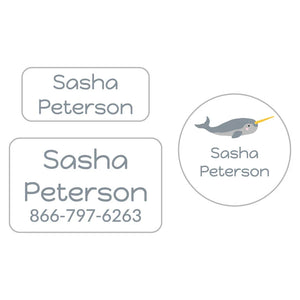 kids' clothing labels combo pack in narwhal white