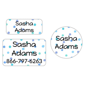 kids' clothing labels bundle in pom pom blue
